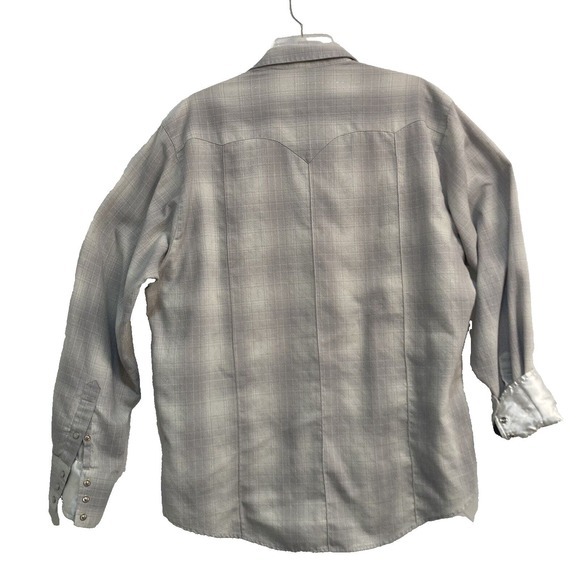 Vintage ROPER Pearl Snap Western L/S Shirt Silver Threads / Satin Accents Sz XL - Picture 4 of 8